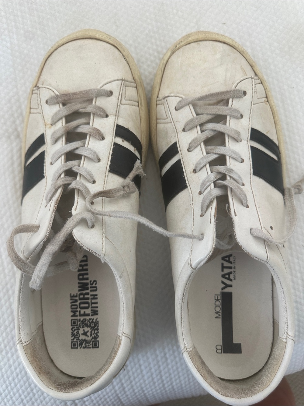 Golden Goose White Leather Low-Top Sneakers with Black Stripes